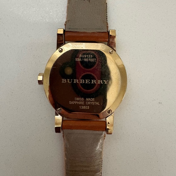 Burberry Gold and Tan Leather Watch main image 6